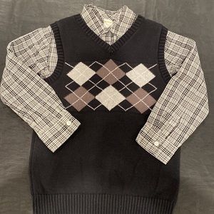 Gymboree boys size medium (7-8) Button up dress shirt and sweater vest